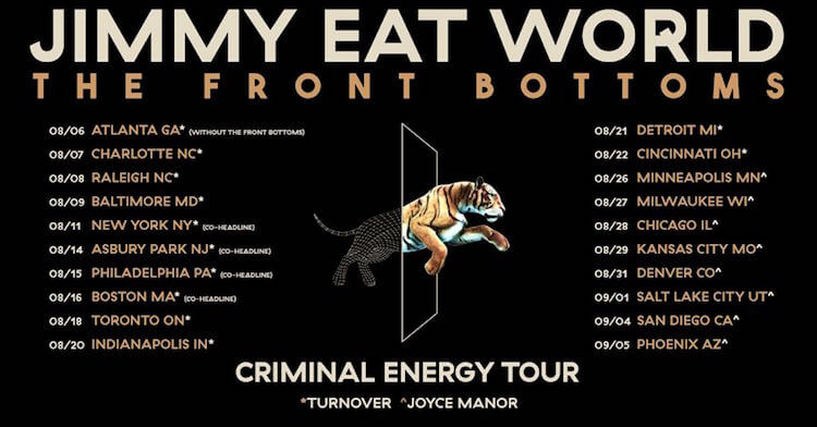 Jimmy Eat World & The Front Bottoms Co-Headlining Criminal Energy Tour Poster | Eat Sleep Breathe Music