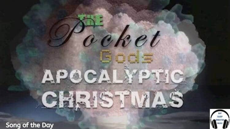 Bomb exploding and people running with the words "The Pocket Gods Apocalyptic Christmas" | Eat Sleep Breathe Music